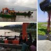 Grab aquatic weed harvester along with two 100 Ton capacity Dumb Barges, one Self Propelled Barge designed by Navgathi and constructed by APM Marines